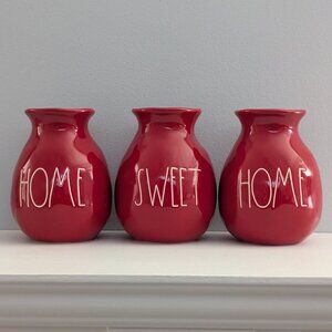 Rae Dunn Red Home Sweet Home Ceramic Vases Set of 3